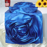 Royal Blue Silk Large Rosette Satin Table Runner#whtbkgd