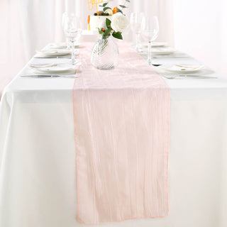 Blush Accordion Crinkle Taffeta Table Runner - Add Elegance to Your Table