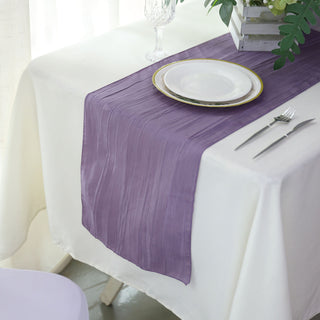 Create a Lavish Atmosphere with the Violet Amethyst Accordion Crinkle Taffeta Linen Table Runner