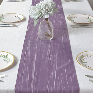 Add Elegance with the Violet Amethyst Accordion Crinkle Taffeta Linen Table Runner