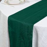 12x108inch Accordion Crinkle Taffeta Table Runner, Elegant Linen Runner - Hunter Emerald Green