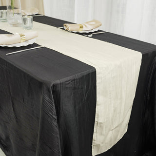 Create a Timeless and Elegant Tablescape with the Ivory Accordion Crinkle Taffeta Table Runner