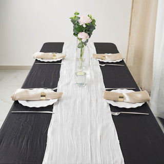 Enhance Your Table Decor with the White Accordion Crinkle Taffeta Table Runner