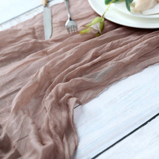 Create a Boho Ambiance with the Dusty Rose Gauze Cheesecloth Boho Table Runner