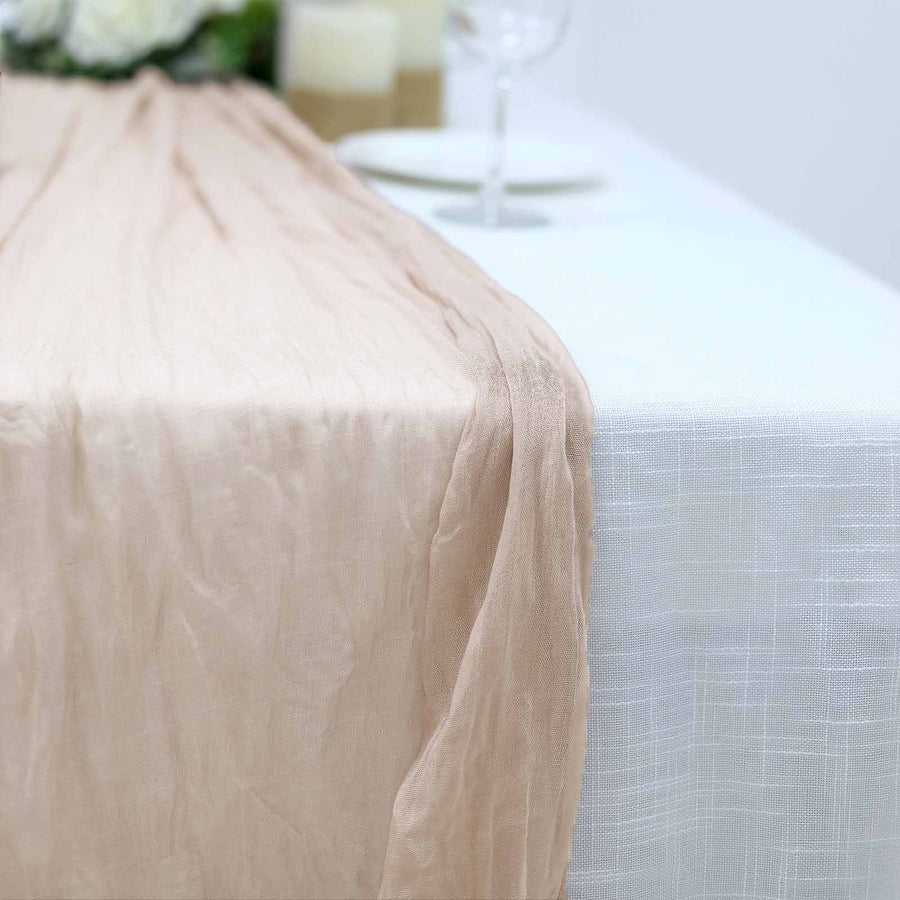 10ft Nude Beige Gauze Cheesecloth Boho Table Runner