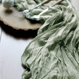 10ft Dusty Sage Green Gauze Cheesecloth Boho Table Runner#whtbkgd