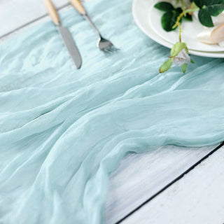 Baby Blue Gauze Cheesecloth Boho Table Runner: A Must-Have for Every Occasion