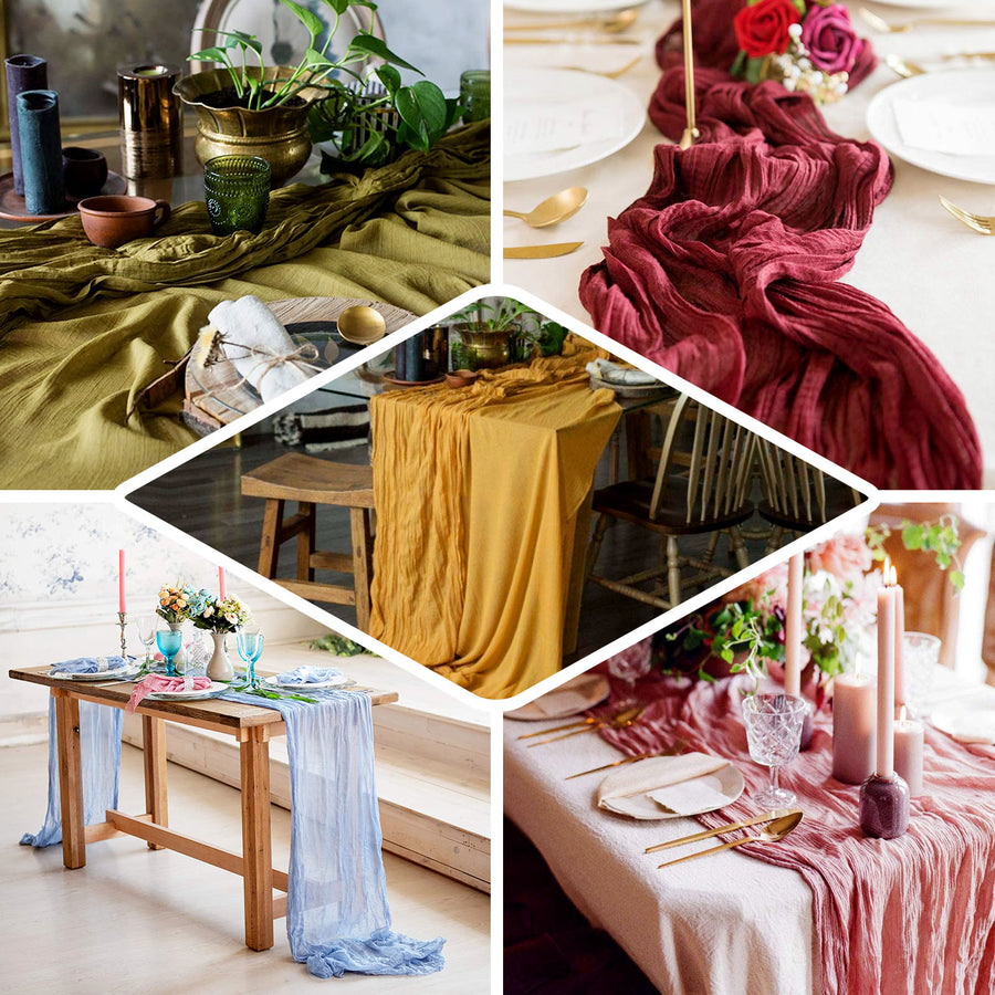 10ft Beige Gauze Cheesecloth Boho Table Runner