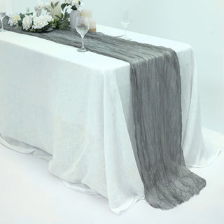 Elegant and Versatile 10ft Gray Gauze Cheesecloth Boho Table Runner