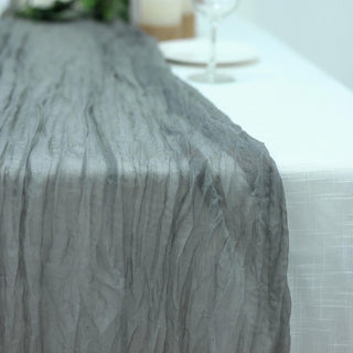 Enhance Your Wedding Decor with a Gray Gauze Cheesecloth Table Runner
