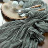 10ft Gray Gauze Cheesecloth Boho Table Runner#whtbkgd