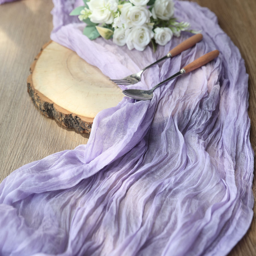 10ft Lavender Lilac Gauze Cheesecloth Boho Table Runner#whtbkgd