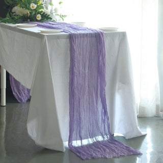 Elegant Lavender Lilac Gauze Cheesecloth Boho Table Runner