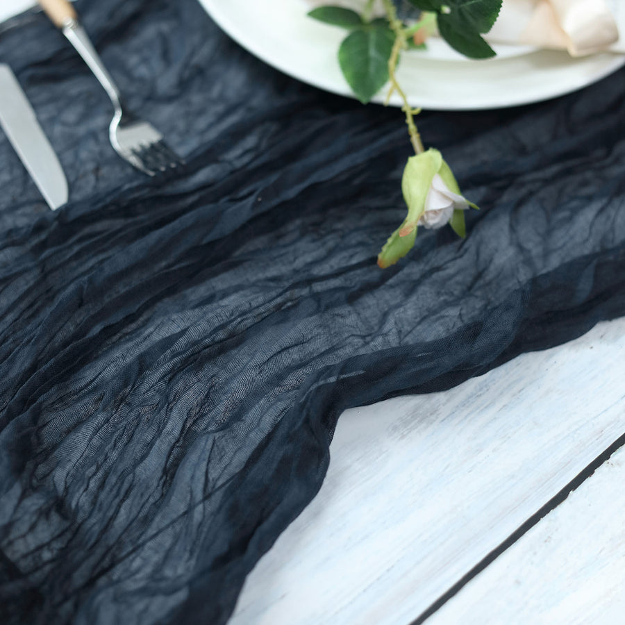 10ft Navy Blue Gauze Cheesecloth Boho Table Runner