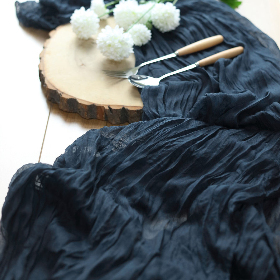 10ft Navy Blue Gauze Cheesecloth Boho Table Runner#whtbkgd