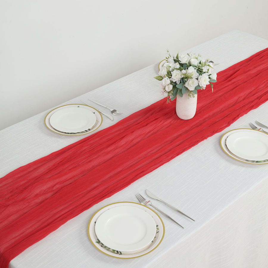 10ft Red Gauze Cheesecloth Boho Table Runner