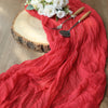 10ft Red Gauze Cheesecloth Boho Table Runner#whtbkgd