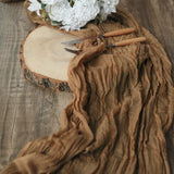 10ft Taupe Gauze Cheesecloth Boho Table Runner#whtbkgd