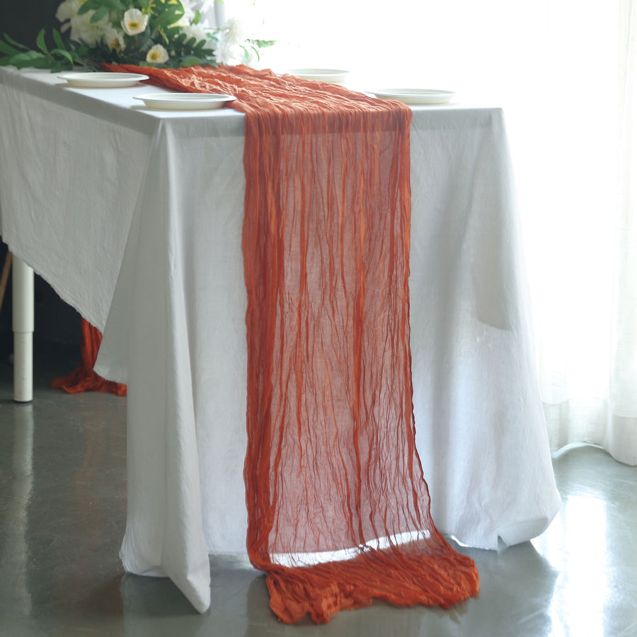 10ft Terracotta (Rust) Gauze Cheesecloth Boho Table Runner
