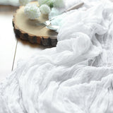 10ft White Gauze Cheesecloth Boho Table Runner#whtbkgd