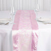 14"x108" Pink Satin Embroidered Sheer Organza Table Runner#whtbkgd