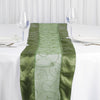14"x108"  Olive Green Satin Embroidered Sheer Organza Table Runner#whtbkgd