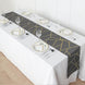 9ft Charcoal Gray With Gold Foil Geometric Pattern Table Runner