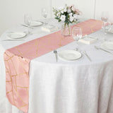 9ft Dusty Rose With Gold Foil Geometric Pattern Table Runner