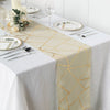 9ft Beige With Gold Foil Geometric Pattern Table Runner