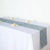 9ft Dusty Blue With Gold Foil Geometric Pattern Table Runner