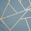 9ft Dusty Blue With Gold Foil Geometric Pattern Table Runner#whtbkgd