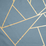 9ft Dusty Blue With Gold Foil Geometric Pattern Table Runner#whtbkgd
