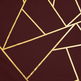 9ft Burgundy With Gold Foil Geometric Pattern Table Runner#whtbkgd