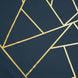 9ft Navy Blue With Gold Foil Geometric Pattern Table Runner#whtbkgd