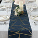 9ft Navy Blue With Gold Foil Geometric Pattern Table Runner