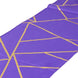 9ft Purple With Gold Foil Geometric Pattern Table Runner