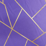 9ft Purple With Gold Foil Geometric Pattern Table Runner#whtbkgd