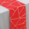 9ft Red With Gold Foil Geometric Pattern Table Runner