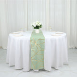 9ft Sage Green With Gold Foil Geometric Pattern Table Runner
