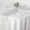 9ft Silver With Gold Foil Geometric Pattern Table Runner