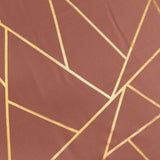 9ft Terracotta (Rust) With Gold Foil Geometric Pattern Table Runner#whtbkgd