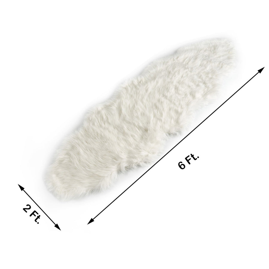 6ft x 2ft | White Faux Sheepskin Rug, Soft Fur Area Rug Runner