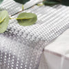 9Ft Silver Glamorous Sequin Print Table Runner, Disposable Paper Table Runner#whtbkgd