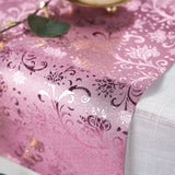 9Ft Rose Gold Glamorous Vintage Floral Table Runner, Disposable Paper Table Runner - Blush#whtbkgd