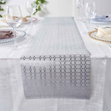 9Ft Silver Glamorous Honeycomb Print Table Runner, Disposable Paper Table Runner - Geometric Design