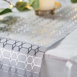 9Ft Silver Glamorous Honeycomb Print Table Runner, Disposable Paper Table Runner - Geometric Design#whtbkgd