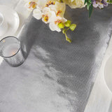 9Ft Silver Glamorous Column Print Table Runner, Disposable Paper Table Runner#whtbkgd