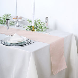 Experience Convenience with the Wrinkle Resistant Blush Linen Table Runner