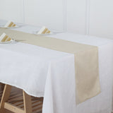 12x108 Beige Linen Table Runner, Slubby Textured Wrinkle Resistant Table Runner