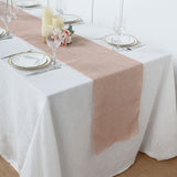 14x108Inch Dusty Rose Boho Chic Rustic Faux Burlap Cloth Table Runner